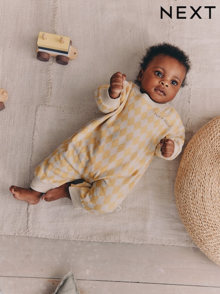 Yellow Harlequin Baby Sweat Romper (0mths-3yrs) (H53562) | £14 - £16