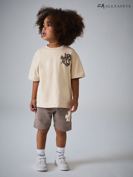 smALLSAINTS Neutral/Waffle Orlando T-Shirt and Shorts Younger Set (H53583) | £32 - £34
