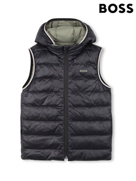 BOSS Green Logo Reversible Puffer Jacket Gilet (H53661) | £139 - £185