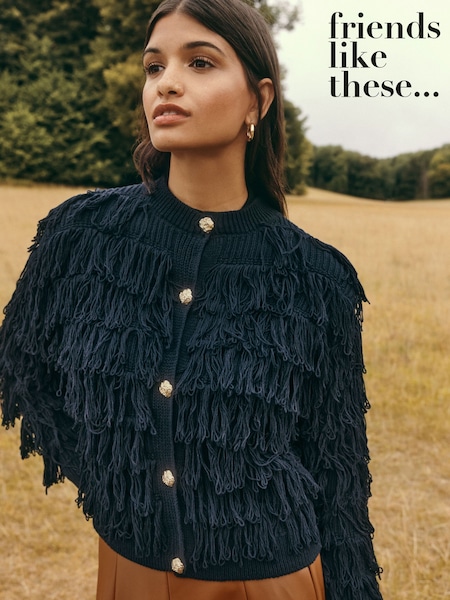Friends Like These Navy Tassle Knit Jacket (H53682) | £49