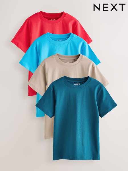 Red/Blue/Navy/Neutral Regular Fit Short Sleeves T-Shirts 4 Pack (3-16yrs) (H53693) | £16 - £22