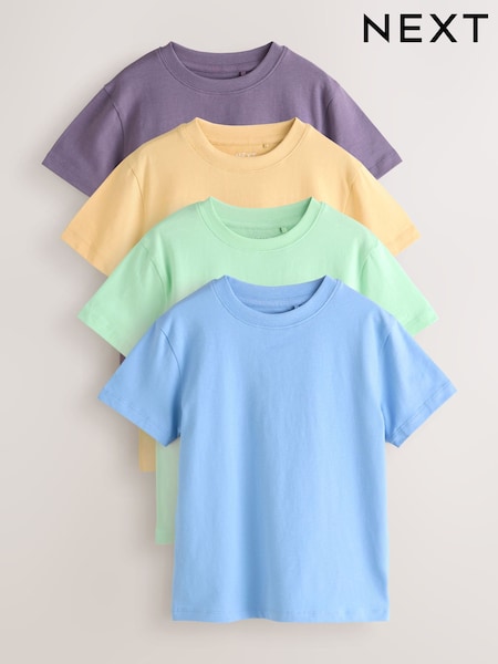 Green/Blue/Yellow/Purple Regular Fit Short Sleeves T-Shirts 4 Pack (3-16yrs) (H53694) | £16 - £22
