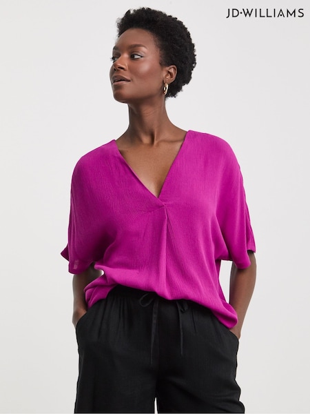 JD Williams Purple Crinkle Popover Top (H53706) | £28