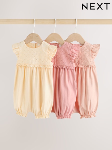 Pink Print Baby Rompers 3 Pack (H53742) | £18 - £22