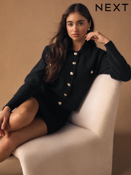 Charcoal Grey Chenille Seam Detail Mini Skirt Co-Ord (H53762) | £32