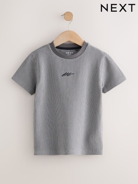 Grey Short Sleeve Textured T-Shirt (3-16yrs) (H53790) | £10 - £13