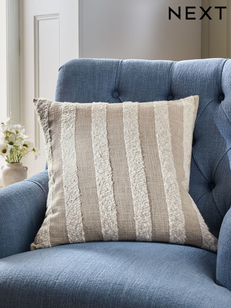 Natural 50 x 50cm Boucle Stripe Cushion (H53888) | £22