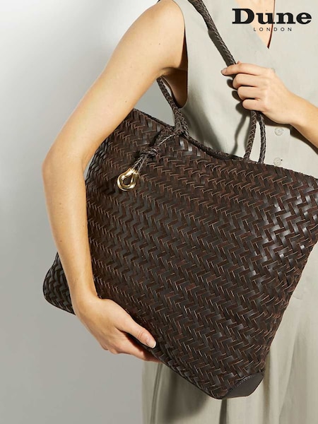 Dune London Brown Large Daxon Woven Tote Bag (H53892) | £199
