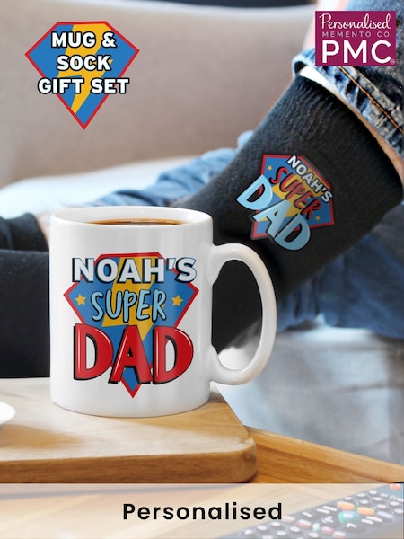 Personalised Super Dad Mug & Socks By PMC (H53912) | £20