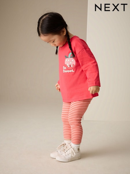 Bright Pink Long Sleeve Top and Leggings Set (3mths-7yrs) (H53948) | £12 - £16