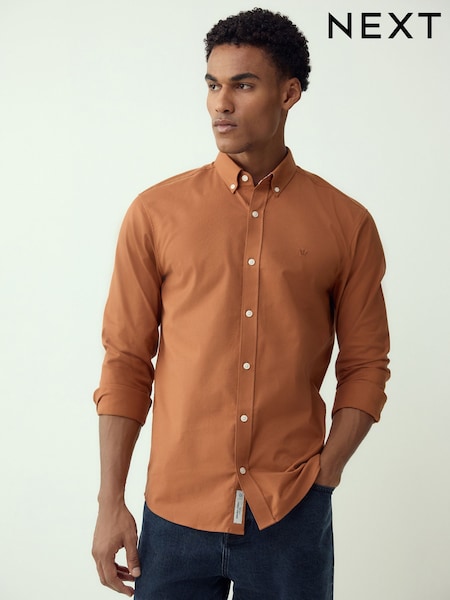 Brown Stretch Oxford Long Sleeve Shirt (H53994) | £30