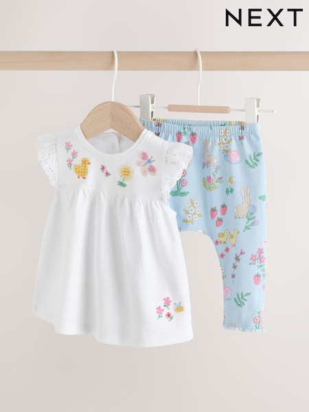 Ecru Fairy Short Sleeve Baby Top and Leggings 2 Piece set (0mths-2yrs) (H54002) | £13 - £15