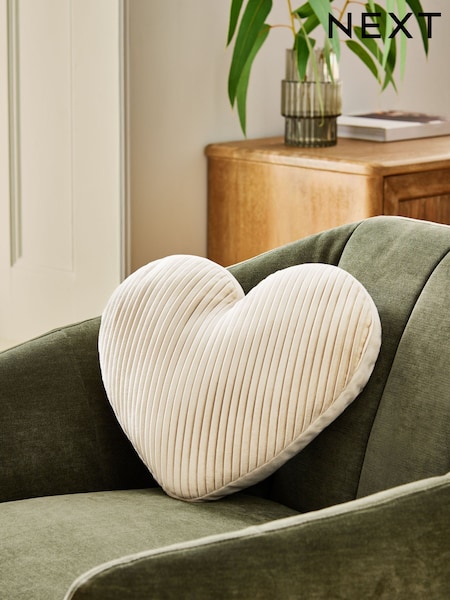 Ivory Valentines 3D Pleated Velvet Heart Cushion (H54041) | £16
