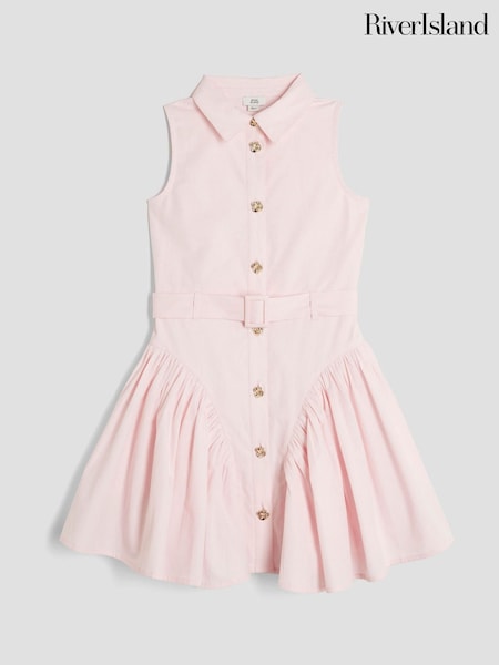 River Island Pink Girls Prom 100% Cotton Shirt Dress (H54043) | £26