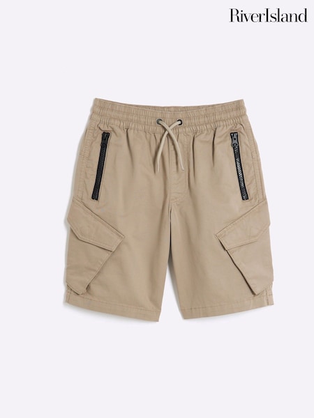 River Island Brown Boys Front Pocket Cargo Shorts (H54048) | £18
