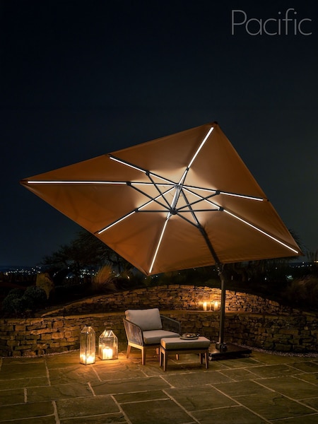 Pacific Taupe Glow Challenger T2 3m Square Free Arm Parasol (H54060) | £0