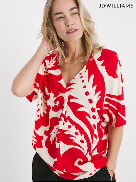 JD Williams Red Crinkle Popover Top (H54123) | £30