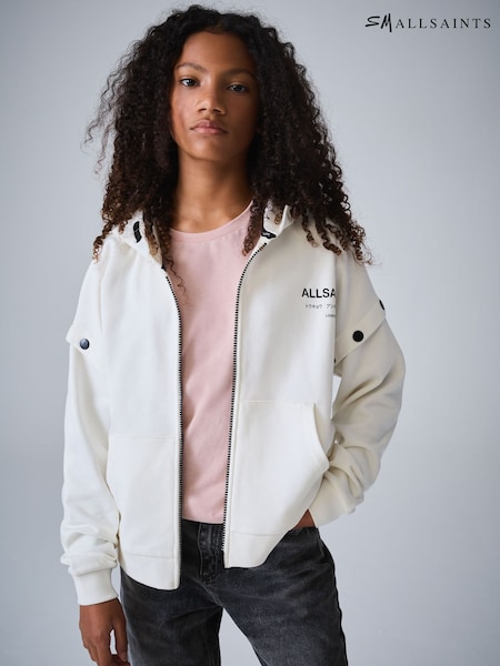 smALLSAINTS White Amphia Underground Zip Hoodie (H54154) | £38 - £44