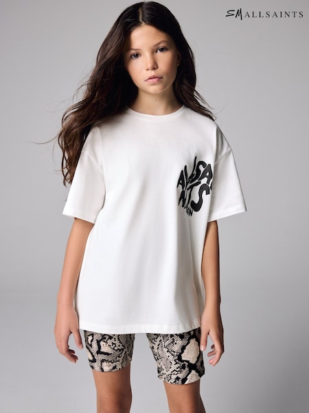 smALLSAINTS White/Snake Orlando Oversized T-Shirt and Cycling Shorts Set (H54160) | £30 - £36