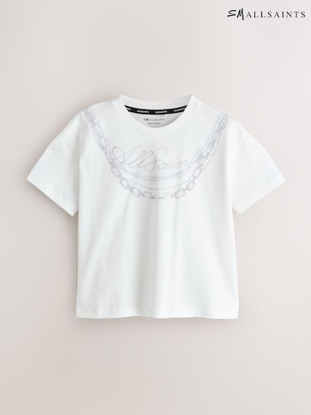 smALLSAINTS White Ruched Back Graphic Oversized Crew Neck T-Shirt (H54163) | £25 - £31