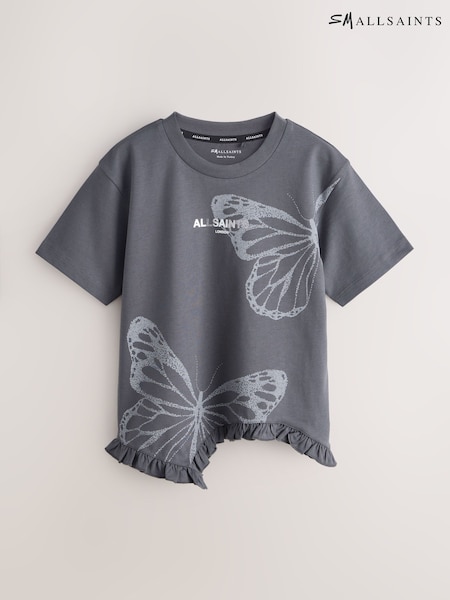 smALLSAINTS Charcoal Grey Asymmetric Hem Crew Neck Cotton T-Shirt (H54170) | £24 - £30