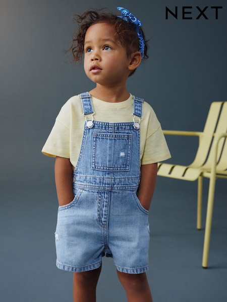 Mid Blue Plain Denim Dungarees (3mths-7yrs) (H54202) | £14 - £18