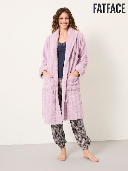 FatFace Lilac Purple Cosy Textured Dressing Gown (H54213) | £69