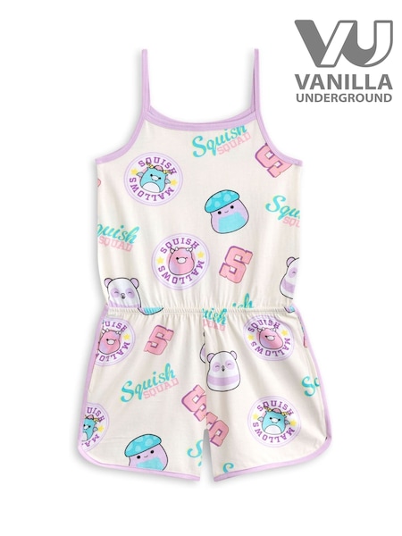 Vanilla Underground White Girls Squishmallows Multicoloured Sleeveless Playsuit (H54214) | £18