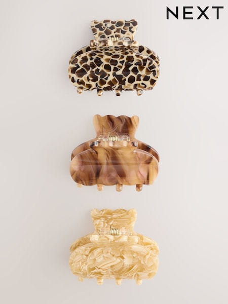 Brown Mini Hair Claw Clips 3 Pack (H54217) | £12.50