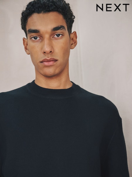 Black N. Premium Cotton Rich Relaxed Fit Mid Weight Knitted Sweatshirt (H54218) | £32