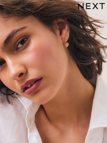 Brushed Gold Tone Heart Earrings (H54231) | £7