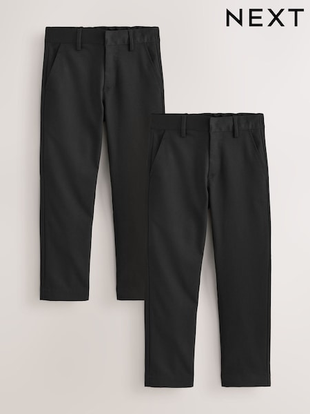 Black Regular Leg School Trousers 2 Pack (3-17yrs) (H54238) | £16 - £32