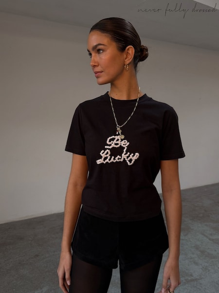 Never Fully Dressed Black 100% Cotton Lucky Baby T-Shirt (H54319) | £79