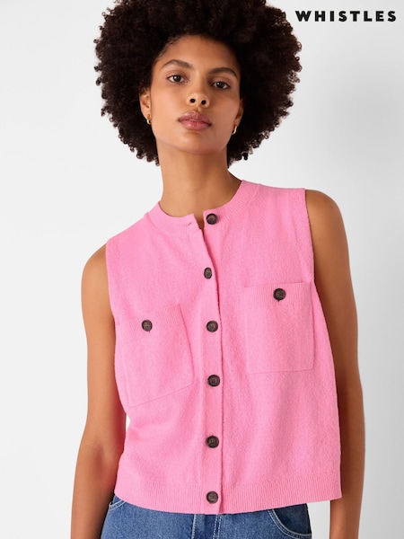Whistles Pink Boucle Textured Tank (H54445) | £89