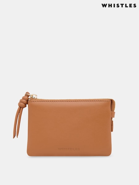Whistles Brown Knotted Zip Pull Purse (H54446) | £45
