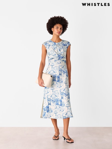 Whistles Blue Rome Print Midi Dress (H54450) | £169
