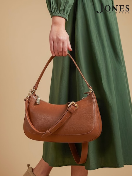 Jones Bootmaker Verbier Zip Fasten Leather Shoulder Brown Bag (H54504) | £89