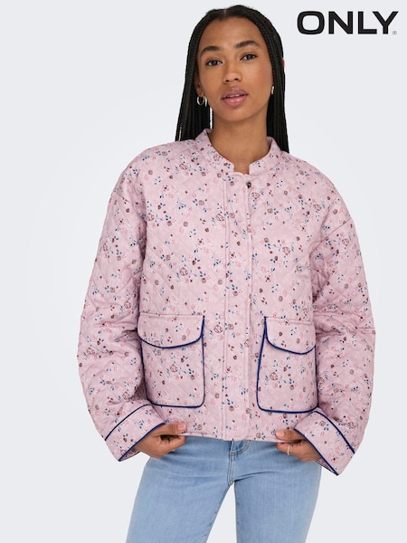 ONLY Pink Printed Quilted Short Jacket (H54525) | £48