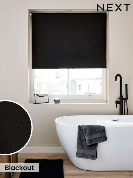 Black Ready Made Printed Texture Moisture Resistant Roller Blinds (H54526) | £24 - £54