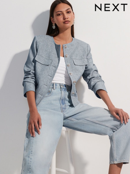 Denim Linen Rich Trophy Jacket (H54532) | £68