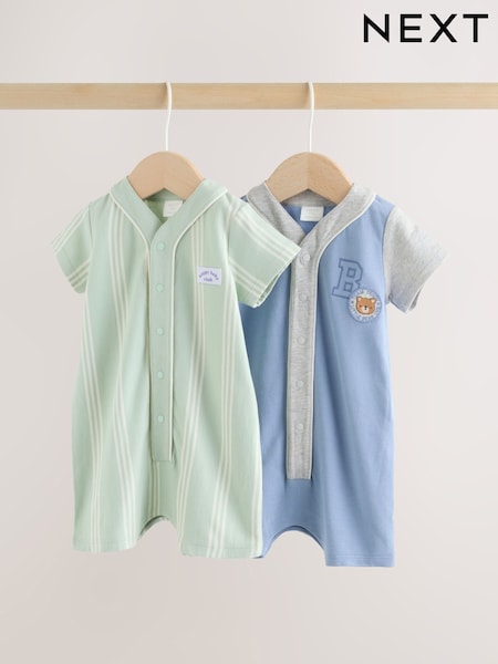 Blue Baby Jersey Rompers 2 Pack (H54556) | £16 - £18