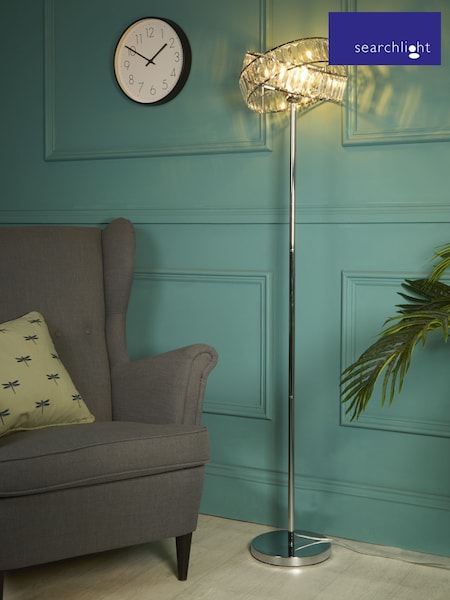 Searchlight Chrome/Clear Madea 2 Band Floor Lamp (H54565) | £86