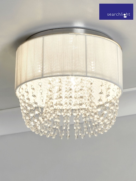 Searchlight White Chrome/Clear Sophia 3 Light Semi-Flush Ceiling Light With Drops (H54566) | £72