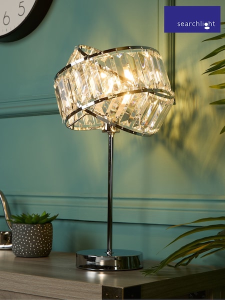 Searchlight Chrome/Clear Madea 2 Band Table Lamp (H54574) | £45