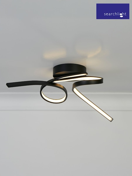 Searchlight Matt Black/White Twister LED Flush Ceiling Light (H54669) | £34