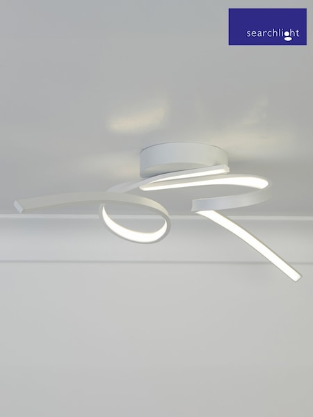 Searchlight White Twister LED Flush Ceiling Light (H54685) | £34