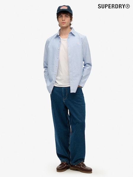 Superdry Blue Classic Oxford Long Sleeve 100% Cotton Shirt (H54715) | £45