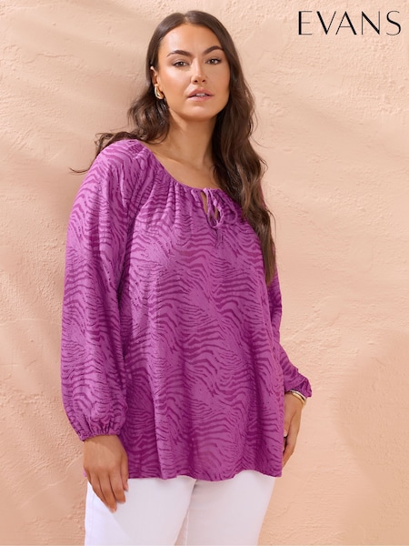 Evans Zebra Print Burnout Blouse (H54750) | £36