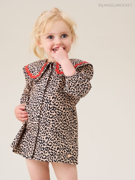 Angel & Rocket Brown Elle Frill Collar Leopard Print Top & short sets (H54820) | £28 - £30