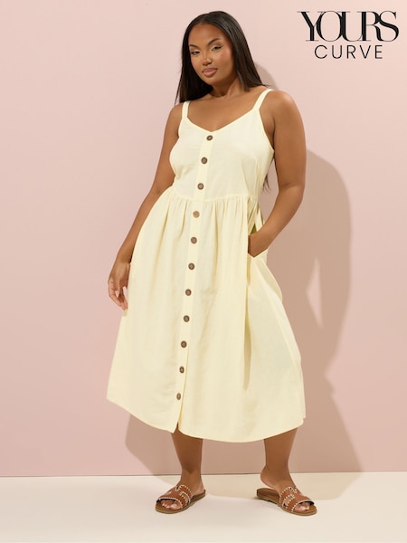 Yours Curve Yellow Linen Sundress (H54936) | £34